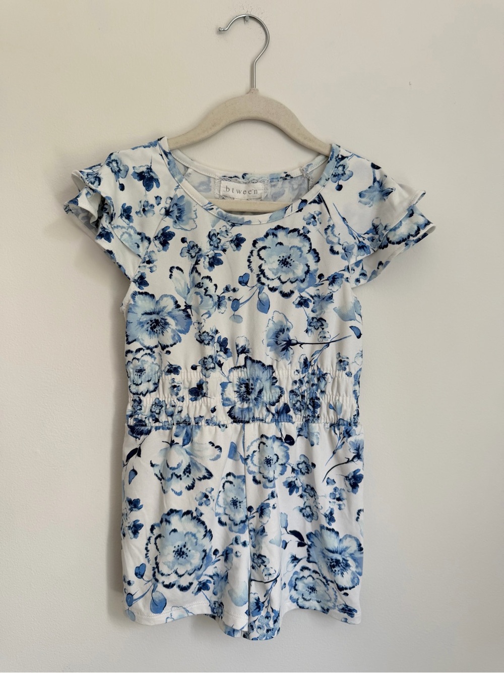 btween Blue Floral Girls' Romper (Size 6)